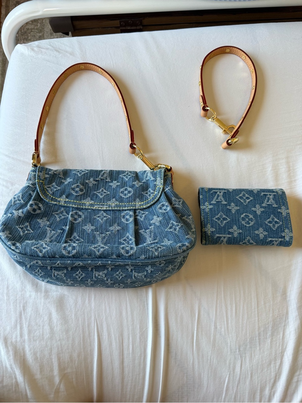 Bundle Blue Denim hobo bag Pochette Shoulder Bag with wallet